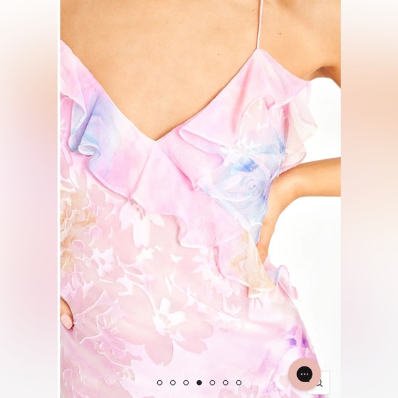 LOVESHACKFANCY: Rialto Floral Chiffon Maxi Dress - CANDY SPARKLE - Picture 4 of 6